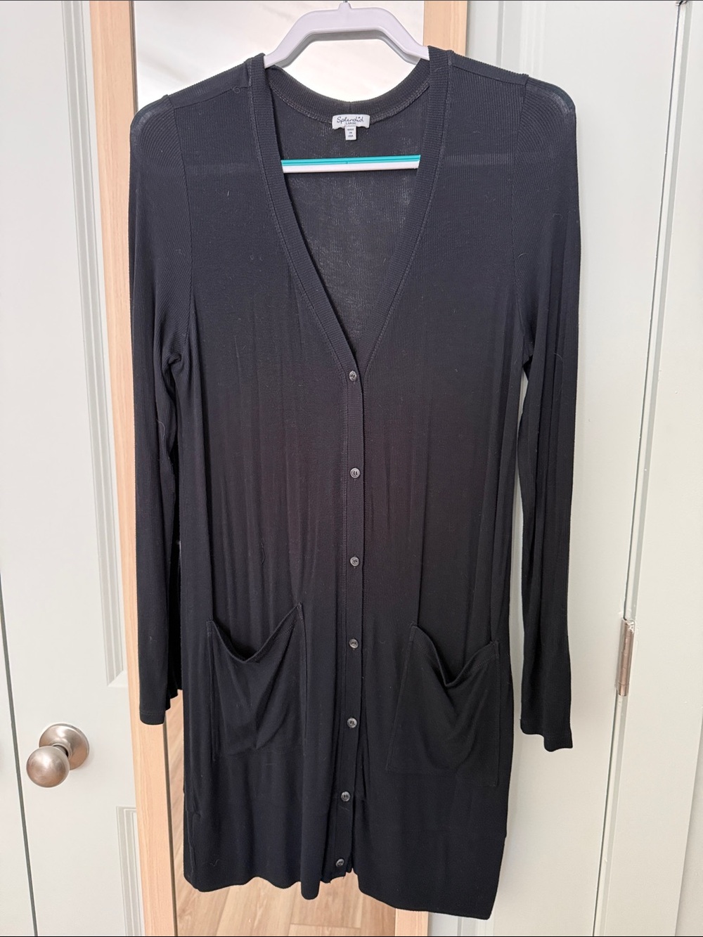 Splendid Black Long-Sleeve Button-Front Cardigan